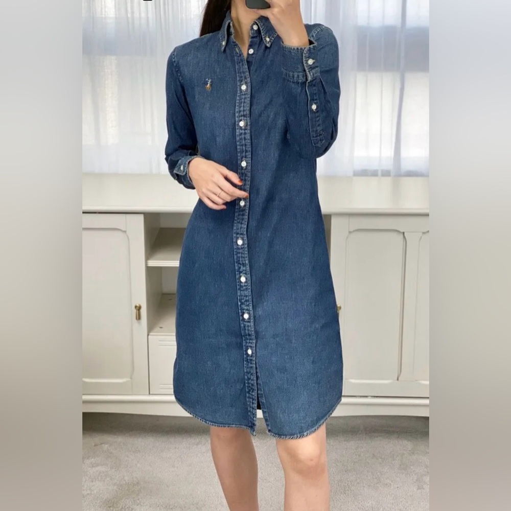 Polo Ralph Lauren Women's Denim Long Sleeve Shirt Dress